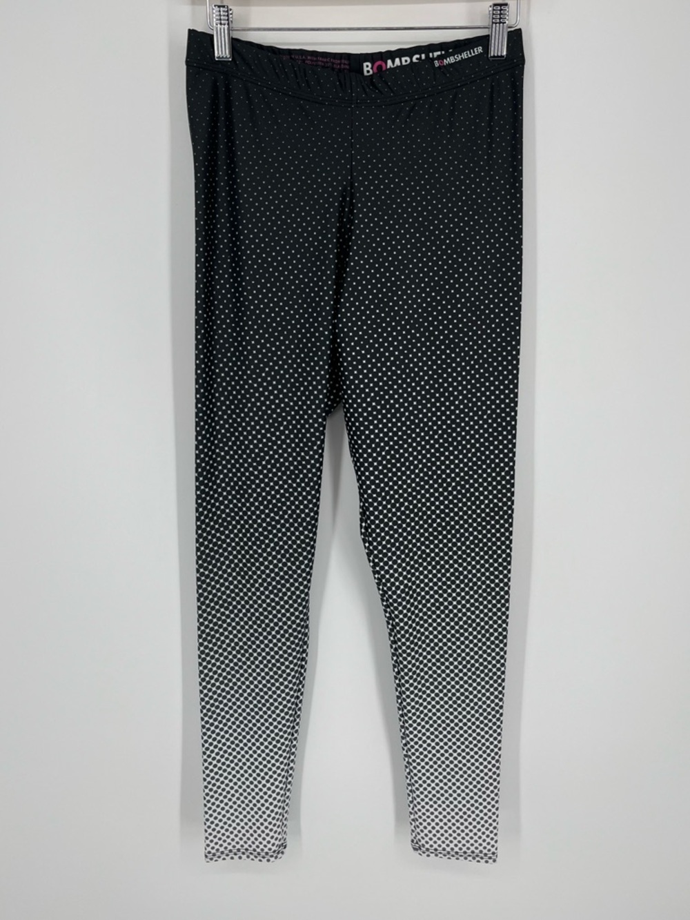 Bombsheller Half-Tone Small Dots Leggings Women’s Size XL in Black & White Ombré